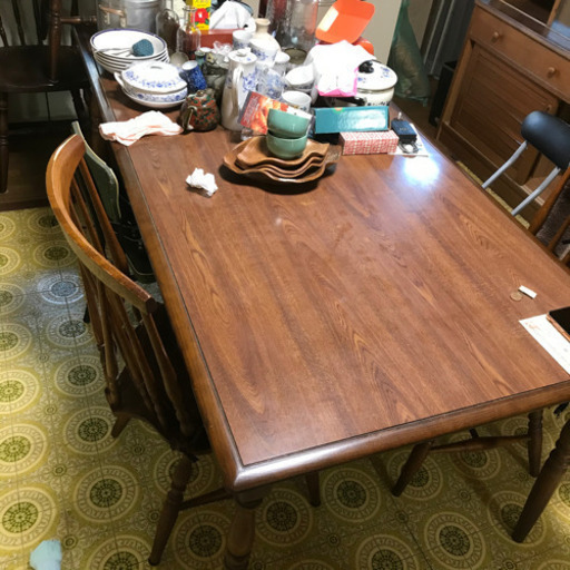 ◇ＫＡＳＨＩＷＡダイニングテーブルチェア６点セット/柏木工/飛騨高山/アンティーク調家具/食卓/椅子