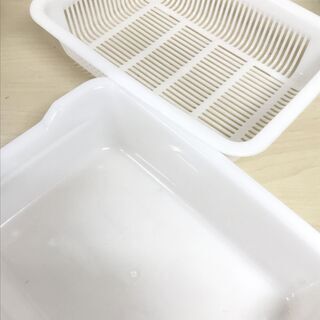 水切りかごセット　ホワイト　35ｘ26ｃｍ　重ねた高さ9ｃｍの画像