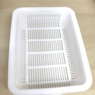 水切りかごセット　ホワイト　35ｘ26ｃｍ　重ねた高さ9ｃｍ