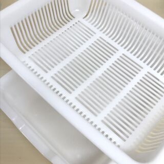 水切りかごセット　ホワイト　35ｘ26ｃｍ　重ねた高さ9ｃｍの画像