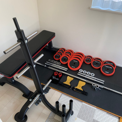 【直接取引】【バラ売り対応可】筋トレセット（ダンベル・バーベルシャフト・プレート・ベンチ等）アイロテックファイティングロード