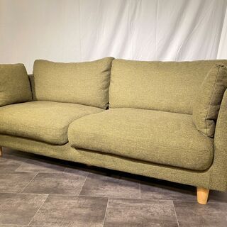 ソファ 3人掛け グリーン ファブリック 中古品