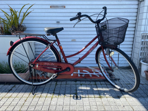 【中古自転車】26インチ　変速なし　ワインレッド　若林自転車　唐崎店　SALE中❗️
