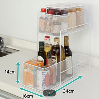 【取引中】キッチン収納　スライドバスケットラック2段　ニトリの画像