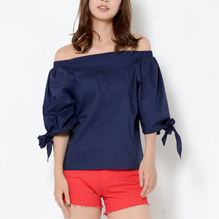 新品未使用　LOVERS　2wayリボンオフショルダートップス　ネイビーの画像