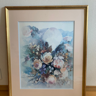 バラの水彩画(額)