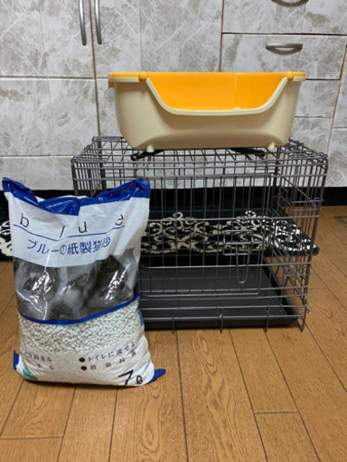 決まりました　　猫ちゃんゲージトイレ砂セット　美品