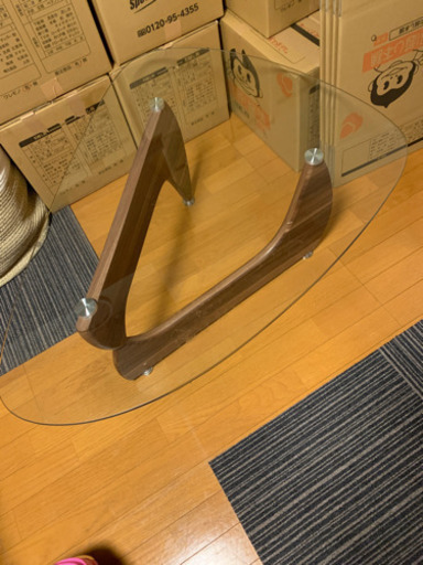 ガラス　木目　テーブル