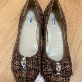 靴 お取引き決まりましたA あげますツイード柄　リボンがかわいい...