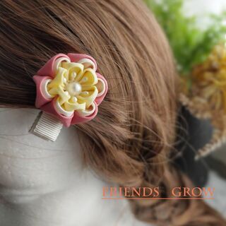 初めての髪飾りに♪桃の花ベビークリップ08