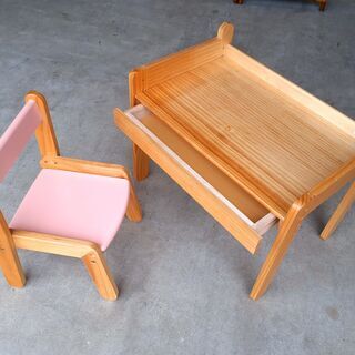 天然木　大和屋 ノスタ リトルデスク＆チェア　幼児用　お受験の画像