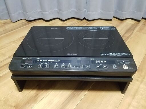 アイリスオーヤマ 2口IHコンロ IHK-W1-B 2017年製 + スタンド