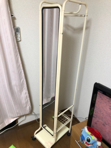 【お取引中】ハンガーラック付き全身鏡