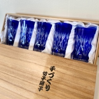店頭販売済　🎁  素敵な切子硝子  グラス5客SET  🎁