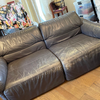 本革レザー2人用ソファー