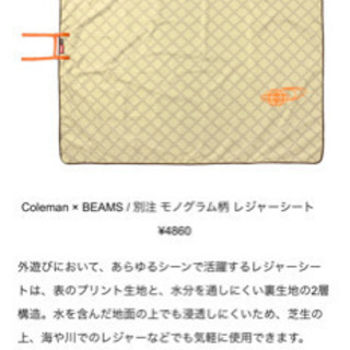 ビームス✖️コールマン　モノグラム　キャンプ　レジャーシートの画像