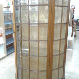 アンティーク家具 年代物！ クラシカルガラスキャビネット 幅44cm 奥行89cm 高さ182cm