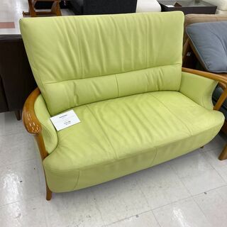 カリモク家具 カリモク ソファー 2人掛け 本革張 椅子ロング小