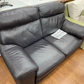VIOLINO 2人掛けソファ ブラック レザー 使用感有