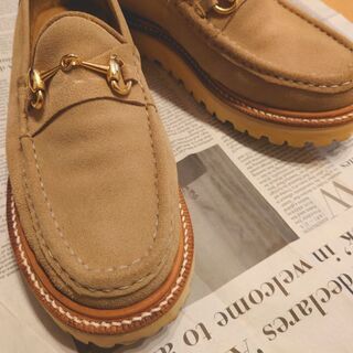 新品 メンズ Nano Universe(ナノ・ユニバース)×CAMINANDO(カミナンド)別注スエードローファー size8 26-26.5cm ベージュ 靴 スニーカー シューズの画像