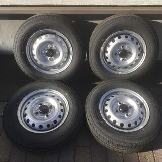 新車外し★夏タイヤ＆スチールホイル4本セット★145/80R12...