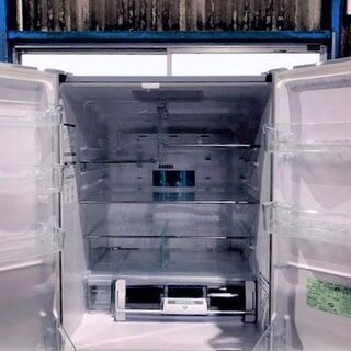 冷蔵庫　HITACHI　R-C5700（XS)　2013年製　565L　クリスタルシルバー　6ドア　ツインドア　真空チルドの画像