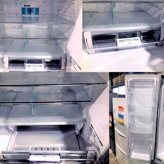 冷蔵庫　HITACHI　R-C5700（XS)　2013年製　565L　クリスタルシルバー　6ドア　ツインドア　真空チルドの画像