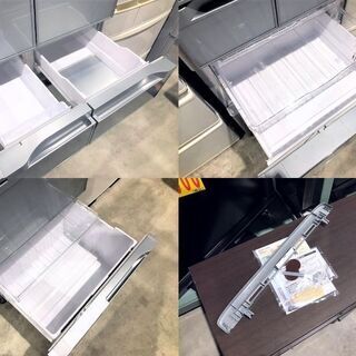 冷蔵庫　HITACHI　R-C5700（XS)　2013年製　565L　クリスタルシルバー　6ドア　ツインドア　真空チルドの画像