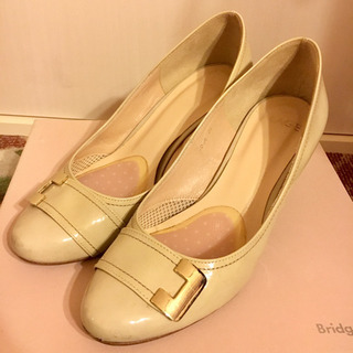 【24cm】ベージュ　パンプス　6.5cmヒール