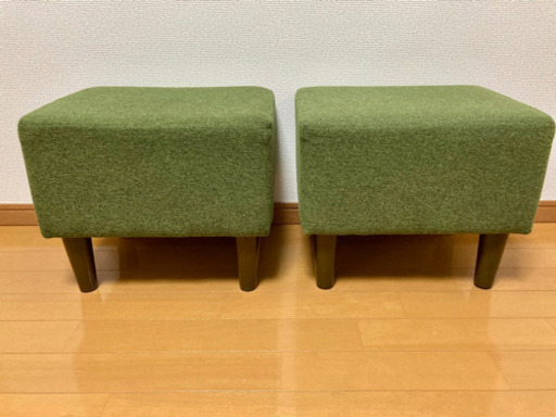 【値下げ交渉OK】オットマン（木脚スツール） ×２ ニトリ グリーン