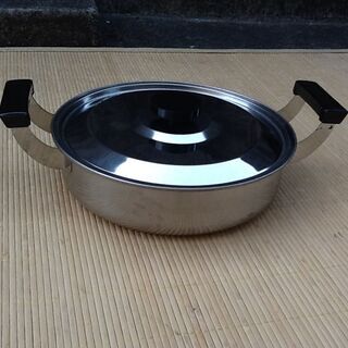 寒冬にどうぞ【湯豆腐鍋】未使用品 ステンレス 昔品 レトロ品 穴...