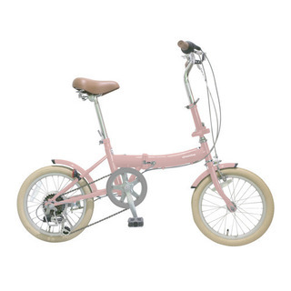 16インチ折り畳み自転車　6段変速　Pink
　新品