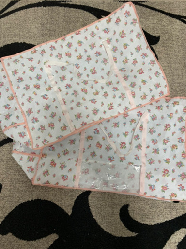 花柄お布団収納2枚　とってつき
