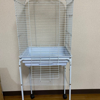 【至急】鳥かご ホワイト キャスター棚付き【最終値下げ】