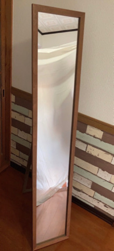 美品　全身ミラー　姿見　木製枠　ブラウン