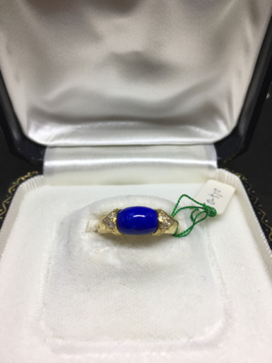 ラピスラズリの指輪 両脇にダイヤ付き