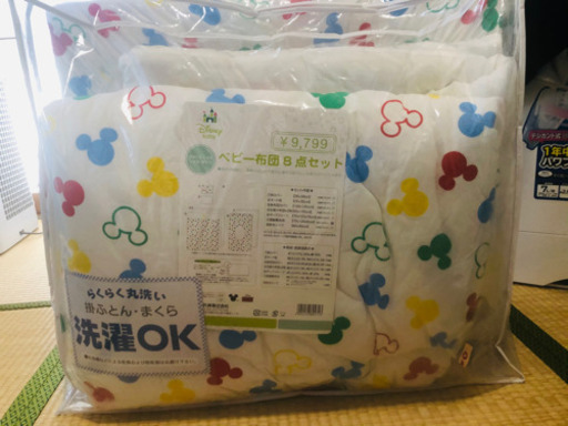 美品　ほぼ未使用ベビーベッド用布団　7点セット　ベビー布団　ミッキー　ディズニー