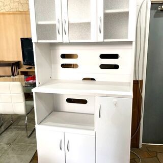 札幌近郊　送料無料　食器棚　ホワイト　幅　約90×高さ　約180㎝