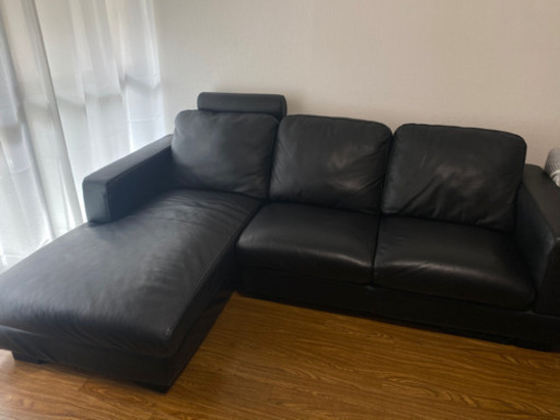 (値下げ)ソファー　本革　ブラック