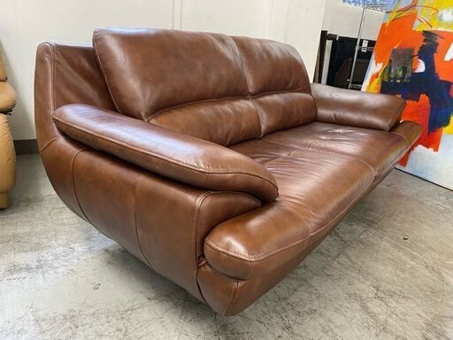 【愛品館 江戸川店】ROOM DECO 本革 2.5人掛けソファ ID：156-008717-007