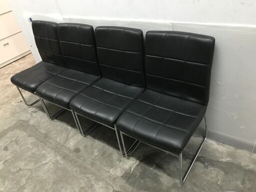直接引き取りOK　NITORI ニトリ 椅子 4脚セット HL-6166L BK ブラック/黒 レザー調 オフィス 事務所 店舗