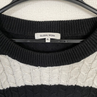 men's白黒ボーダーセーター　GLOBAL WORK（XL）の画像