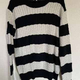 men's白黒ボーダーセーター　GLOBAL WORK（XL）