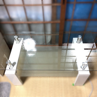 ガラステーブル ホワイト 机 白の画像