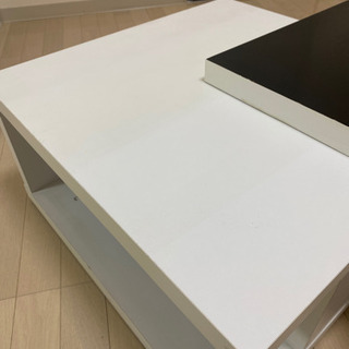 スライド式ローテーブル　白黒　テレビ台にもの画像