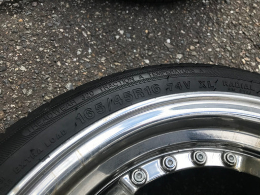 軽自動車 社外16インチ【ステレスレーシング5.5J PCD100 4穴 165/45r16】4本セット　