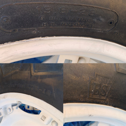 トラクタータイヤ２本　ホイール付き　13.6-28　6PLY　LUG18　8穴　ブリヂストン