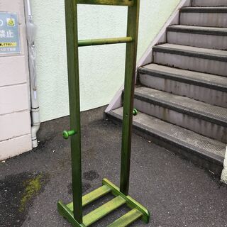 木製ハンガーラック アンティーク調グリーン AYANO CRAF...