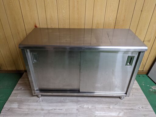 ステンレス 収納付作業台 引き戸付 調理台 台下収納 業務用 厨房 H80cm W120cm D50cm