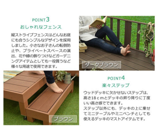 人工木ウッドデッキ　DIY型　カルパティアⅡ ７点セット